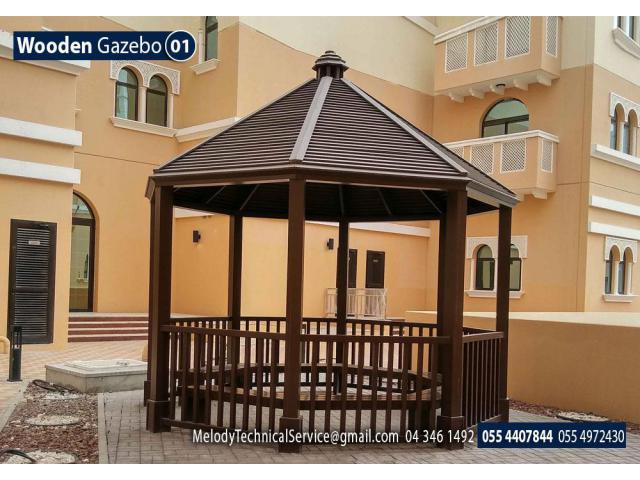 Wooden Gazebo At Swimming Pool | Garden Gazebo Suppliers in Dubai