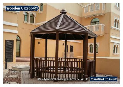 Wooden Gazebo At Swimming Pool | Garden Gazebo Suppliers in Dubai