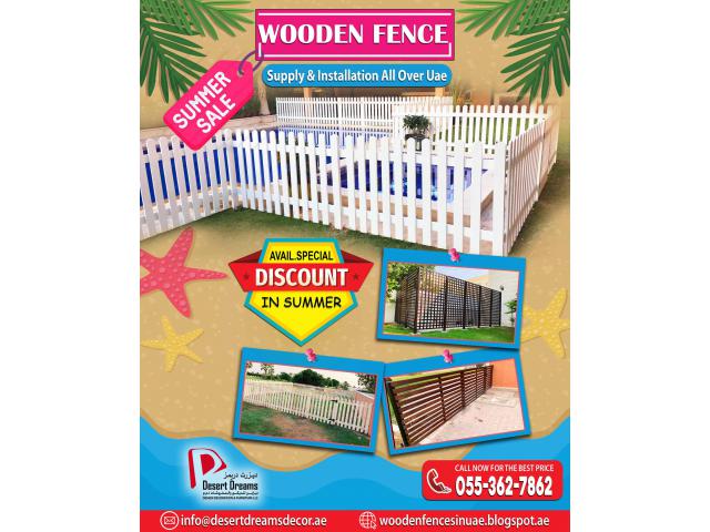 Wooden Fences in UAE | Summer Sale Special Discount Offer | White Picket Fence | Events Fence.