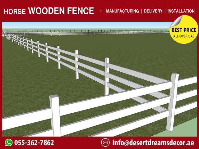 Long Area Wooden Fence | Desert Area Wooden Fence | White Picket Fence Uae.