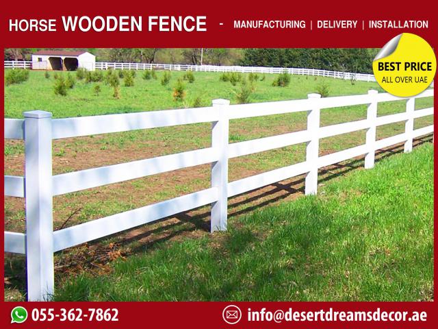 Long Area Wooden Fence | Desert Area Wooden Fence | White Picket Fence Uae.