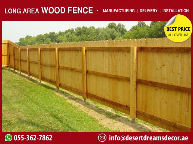 Long Area Wooden Fence | Desert Area Wooden Fence | White Picket Fence Uae.