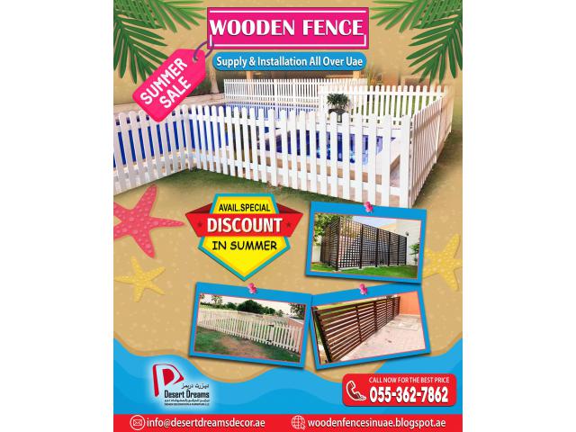 Long Area Wooden Fence | Desert Area Wooden Fence | White Picket Fence Uae.