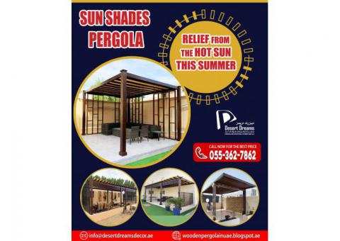 Sun Shades Wooden Pergola | Restaurant Pergola Shades | Garden Sun Shades Uae.