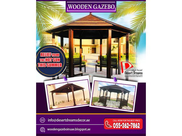 Wooden Roofing Gazebo | Seating Area Gazebo | Special Discount in Summer | UAE.