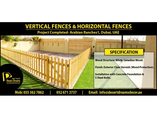 Tall Height Wooden Fencing | Long Area Wooden Fence | White Picket Fence Uae.