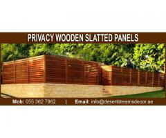 Wall Mounted Wooden Slatted Fence in Arabian Ranches Villas, Dubai, UAE.