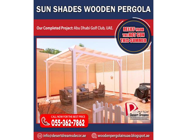 Sun Shades Wooden Pergola Abu Dhabi | White Pergola | Wooden Pergola Abu Dhabi.