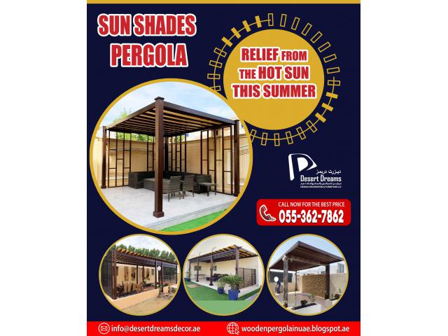 Sun Shades Pergola | White Pergola Design | Seating Area Sun Shades in Uae.