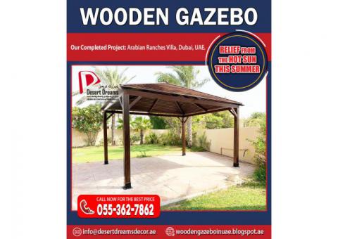 Solid Wood Roofing Gazebo in Uae | Square Wooden Gazebo | Octagon Wooden Gazebo.
