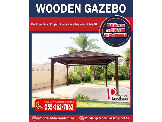 Solid Wood Roofing Gazebo in Uae | Square Wooden Gazebo | Octagon Wooden Gazebo.
