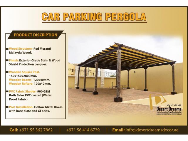 Dubai Villa Car Parking Wooden Pergola in Uae | Special Discount Offer in This Summer.