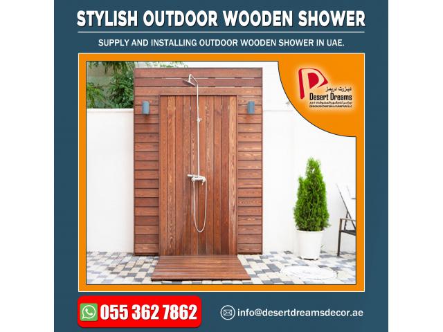 Outdoor Wooden Shower | Outdoor Shower Enclosure in Uae | Shower Room.