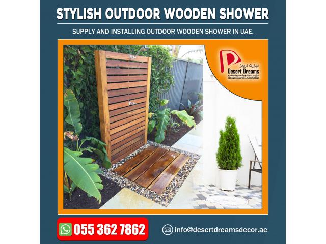 Outdoor Wooden Shower | Outdoor Shower Enclosure in Uae | Shower Room.