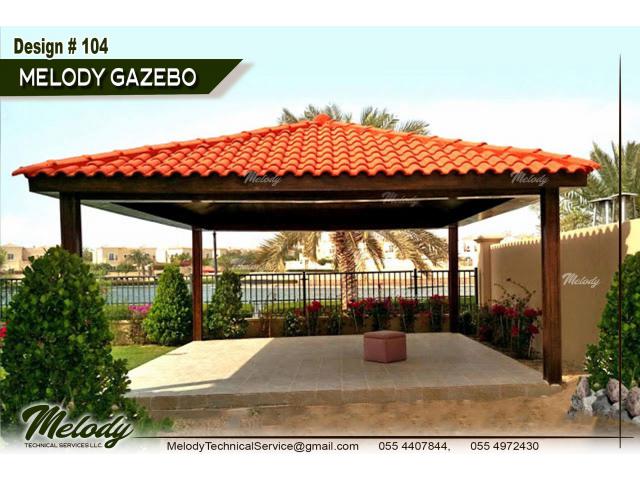 Clay Stone Roof Gazebo in Dubai | Wooden Roof Gazebo | Garden Gazebo in Dubai