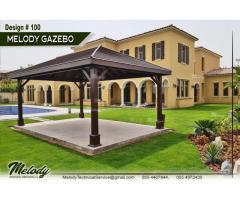 Clay Stone Roof Gazebo in Dubai | Wooden Roof Gazebo | Garden Gazebo in Dubai