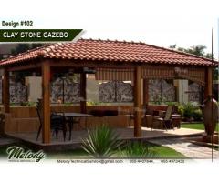 Clay Stone Roof Gazebo in Dubai | Wooden Roof Gazebo | Garden Gazebo in Dubai
