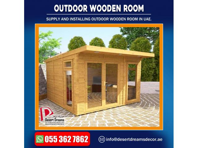 Supply and Install Outdoor Wooden Shower and Outdoor Wooden Rooms Uae.