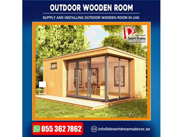 Supply and Install Outdoor Wooden Shower and Outdoor Wooden Rooms Uae.