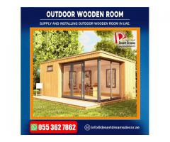 Supply and Install Outdoor Wooden Shower and Outdoor Wooden Rooms Uae.