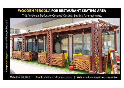 Restaurant Area Pergola Uae | Seating Area Pergola | Sun Shades Pergola | Uae.