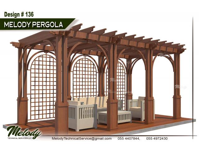 Wooden Pergola Suppliers Abu Dhabi | Pergola in Khalifa City | Seating Area Pergola