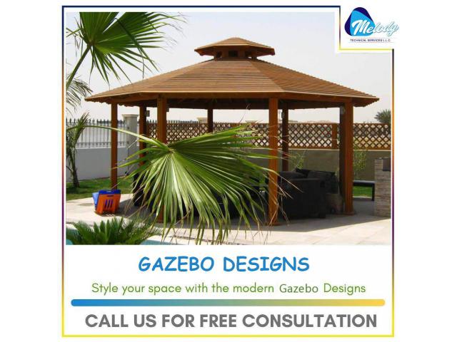 Gazebo At Swimming Pool | Gazebo Suppliers In UAE | Wooden gazebo in Abu Dhabi