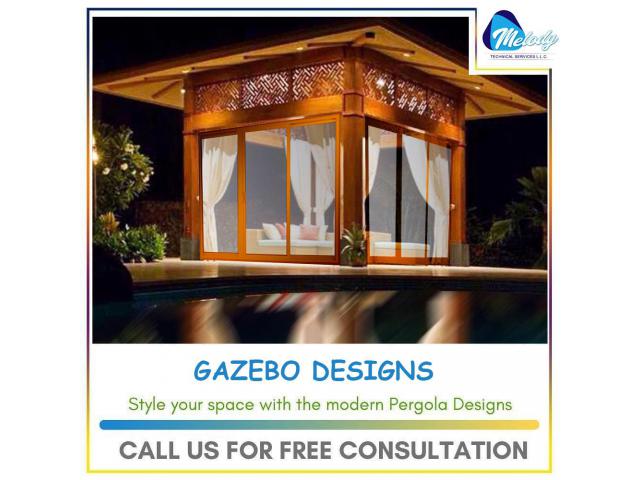 Gazebo At Swimming Pool | Gazebo Suppliers In UAE | Wooden gazebo in Abu Dhabi