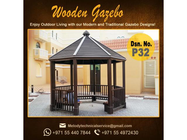 Wooden Gazebo in Khalifa City | Octagonal Gazebo | Claystone Gazebo | Gazebo Suppliers over all UAE