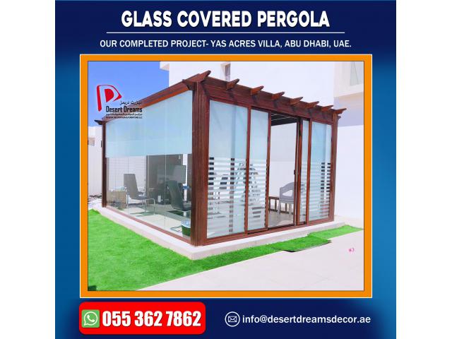 Glass Covered Pergola in Uae | Seating Area Pergola in Uae.