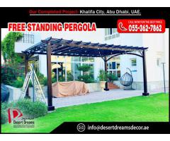 Glass Covered Pergola Uae | Free Standing Pergola | Triangular Shape Pergola | United Arab Emirates.
