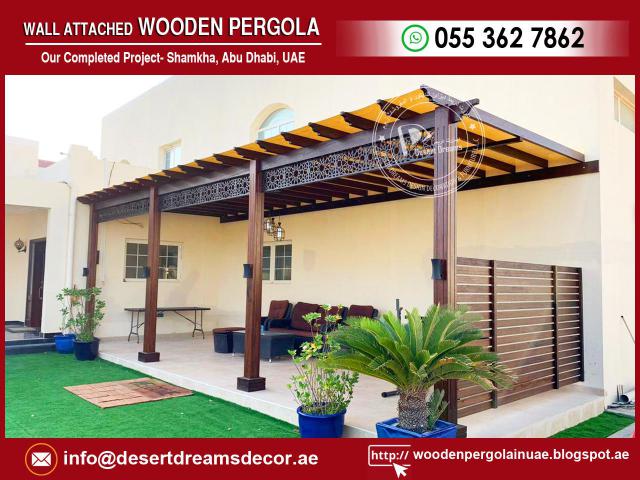 Supply and Install Meranti Wood Pergola, Teak Wood Pergola and White Wood Pergola in UAE.