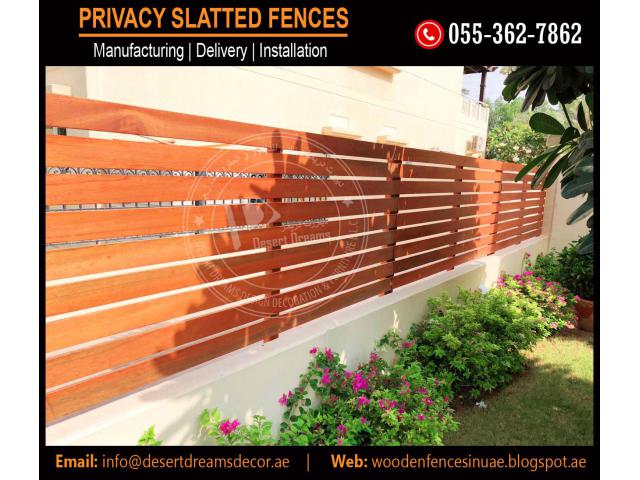 Wooden Slatted Panels in UAE | Privacy Slatted Fences Abu Dhabi.