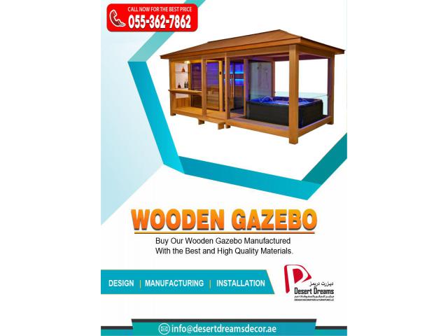 Seating Area Wooden Gazebo in Uae | Wooden Gazebo in Abu Dhabi.
