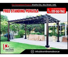 Wooden Pergola with Privacy Fences in Abu Dhabi, UAE.