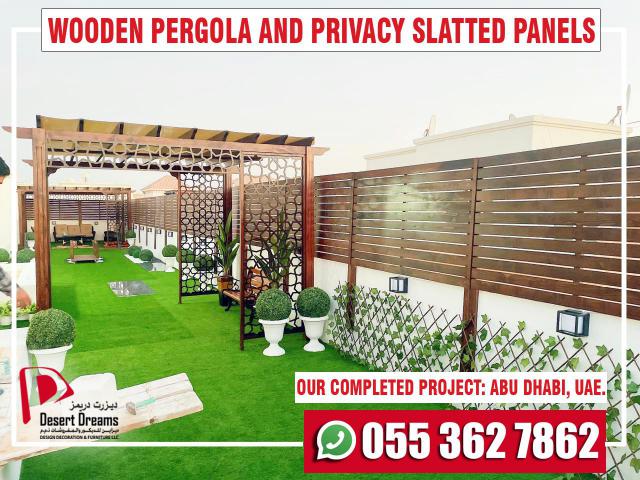 Wooden Roof Pergola in Uae | Wooden Pergola Abu Dhabi | Wooden Pergola Al Ain.