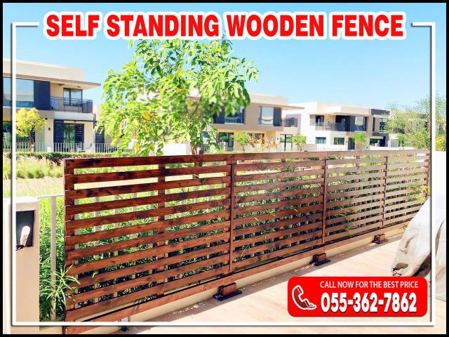 Wall Boundary Fences | Wall Mounted Fences | Wooden Slatted Fences in Uae.