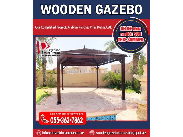 Seating Area Wooden Gazebo | Garden Gazebos | Supply and Install Gazebo Uae.