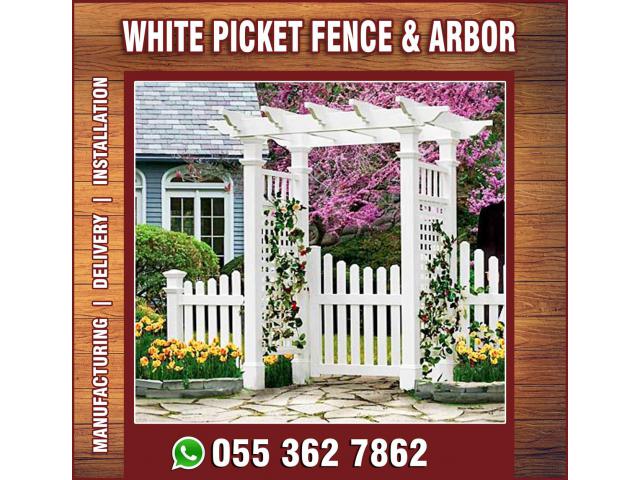 White Color Fences | Natural Wood Fences | Garden Fencing Works Uae.
