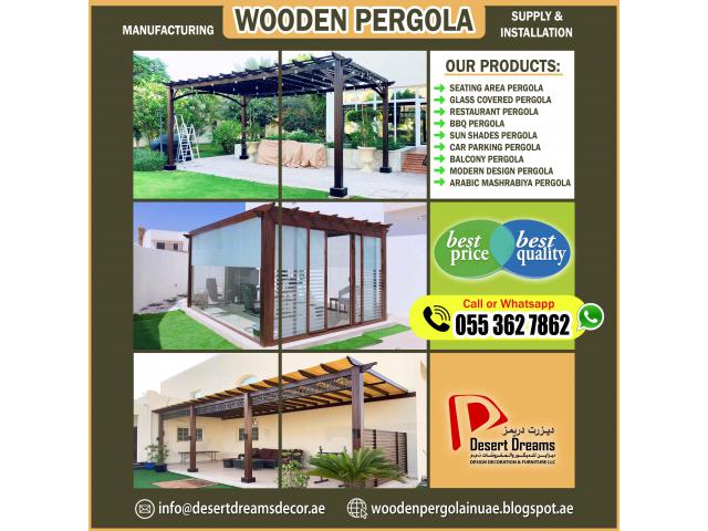 Walk-Way Area Pergola in Uae | Wooden Pergola Installation and Manufacturing.