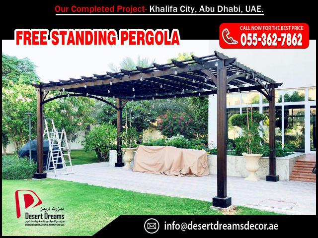 Walk-Way Area Pergola in Uae | Wooden Pergola Installation and Manufacturing.