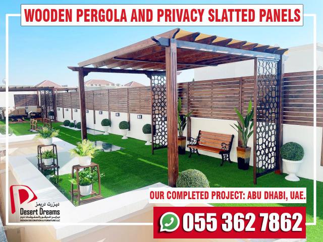 Walk-Way Area Pergola in Uae | Wooden Pergola Installation and Manufacturing.