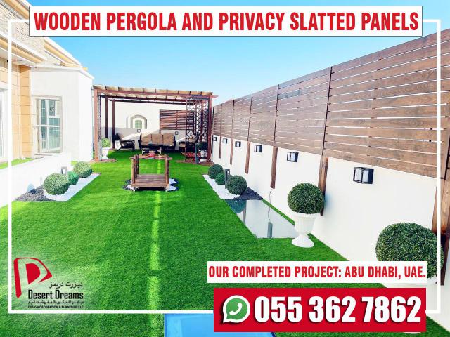 Walk-Way Area Pergola in Uae | Wooden Pergola Installation and Manufacturing.