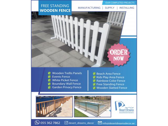 Free Standing Wooden Fence Suppliers in Dubai, Sharjah, Abu Dhabi, Al Ain.