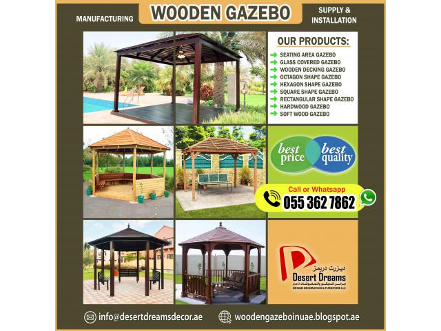 Wooden Roof Gazebo in Abu Dhabi | Design and Build | Autocad Drawing.