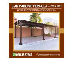 Wooden Car Parking Pergola in Abu Dhabi | Autocad Drawing | One Car Park | Two Cars Park.