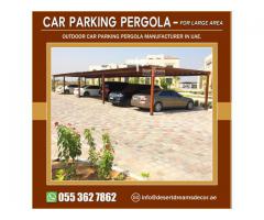 Wooden Car Parking Pergola in Abu Dhabi | Autocad Drawing | One Car Park | Two Cars Park.