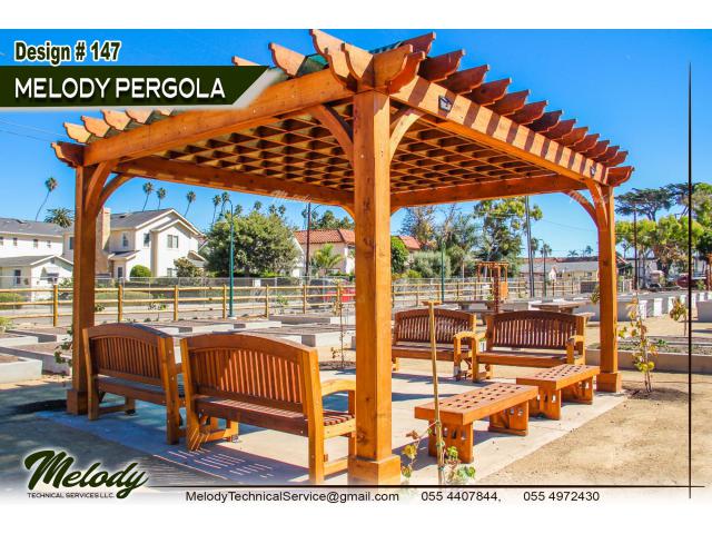 Pergola Suppliers in Abu Dhabi | Wooden Pergola Manufacture in UAE | Pergola in Garden Area