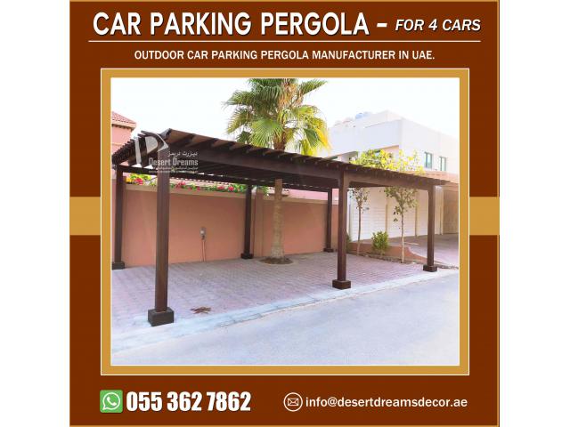 Wooden Pergola for Cars Parking Area | Sun Shades Wooden Pergola | Abu Dhabi.