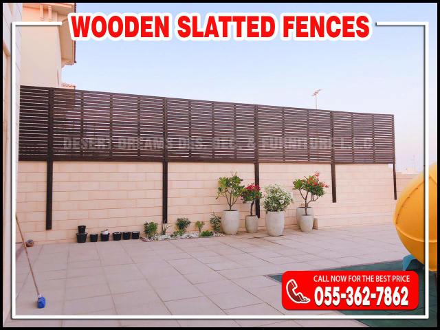 Wooden Slats Panels for Neighbour Privacy | Wooden Fences on Wall | Abu Dhabi | Al Ain.